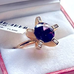 SOLANGE FINAL stunning 18k gold diamond and amethyst ring.Retail 11,500 NWT